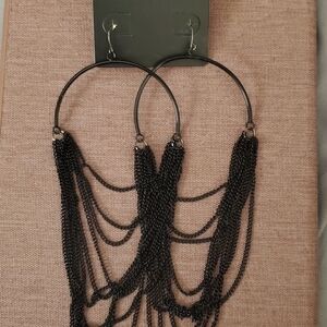 Chic Black Chain Hoop Earrings